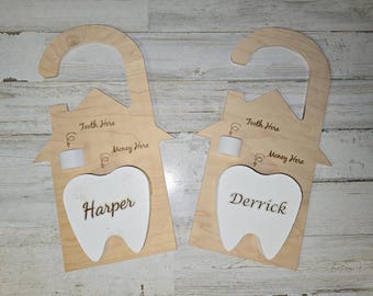 Personalized Tooth Fairy Hanger: Custom Name, Money Slot