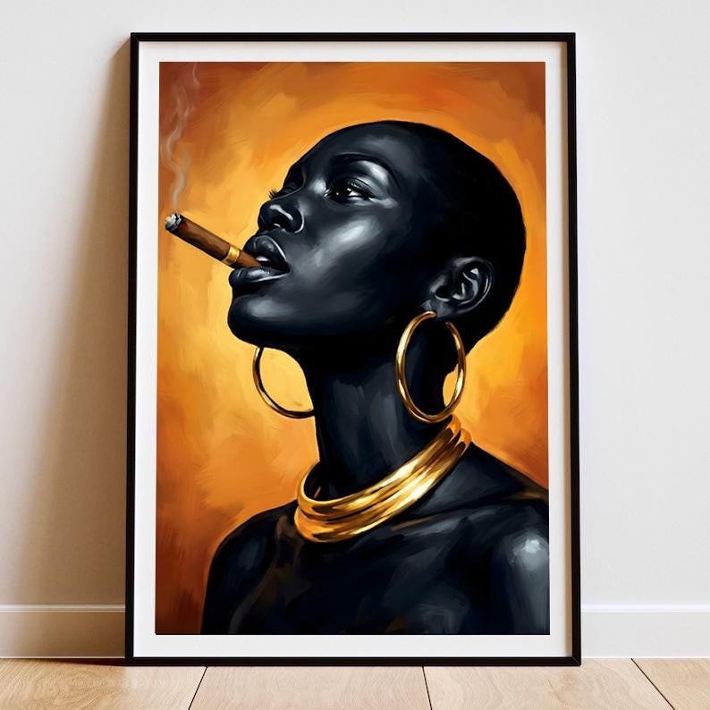 Black woman cigar art - Etsy 日本