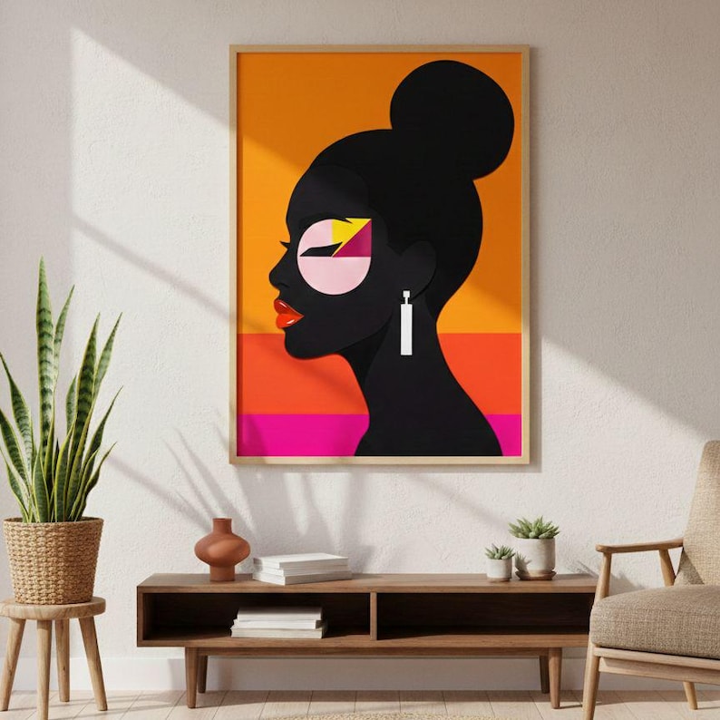 Afrocentric Woman Portrait Print | Modern Geometric Art (digital ...