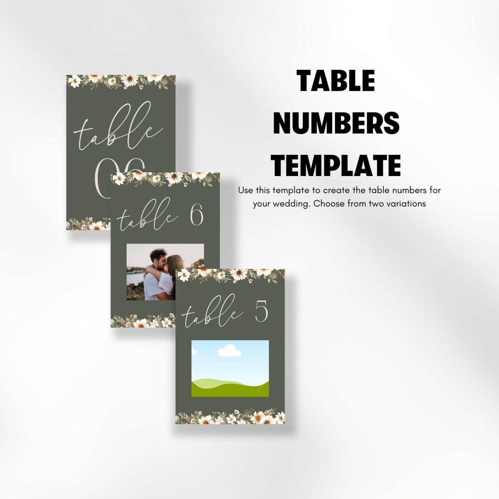 DIY Wedding Table Number Template Photo Table Numbers Template Editable ...