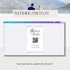 Hochzeit QR-Code-Karte Teilen Sie die Liebe Zeichen QR-Code-Zeichen Social-Media-Zeichen QR-Code-Karte Zeichen Herunterladbare Fotoalbum Zeichen Hochzeit Bundle