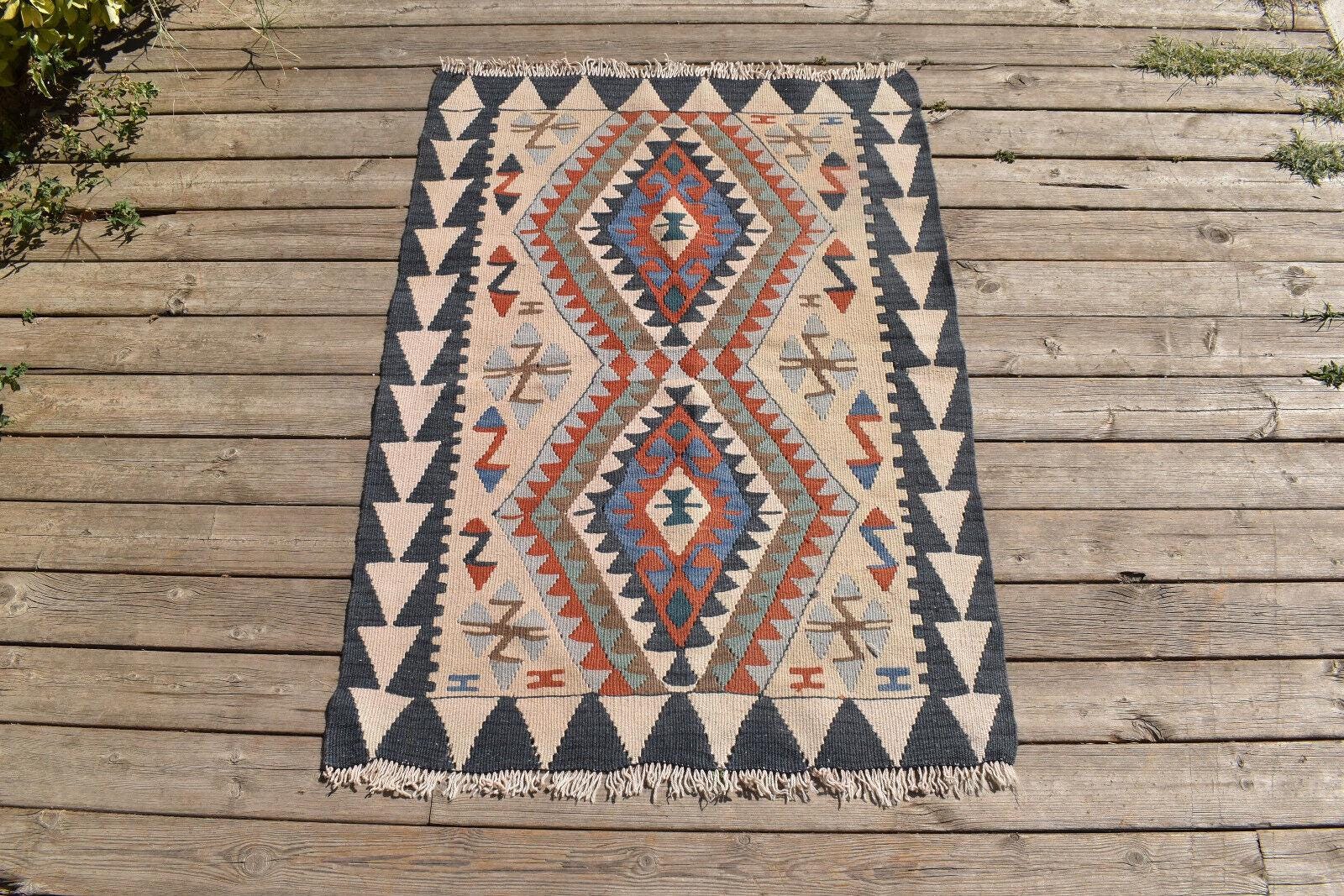 Turkish Kilim Rug 29''x40'' Handwoven Kayseri Kilim 75x102cm Oriental 2x3 Rug