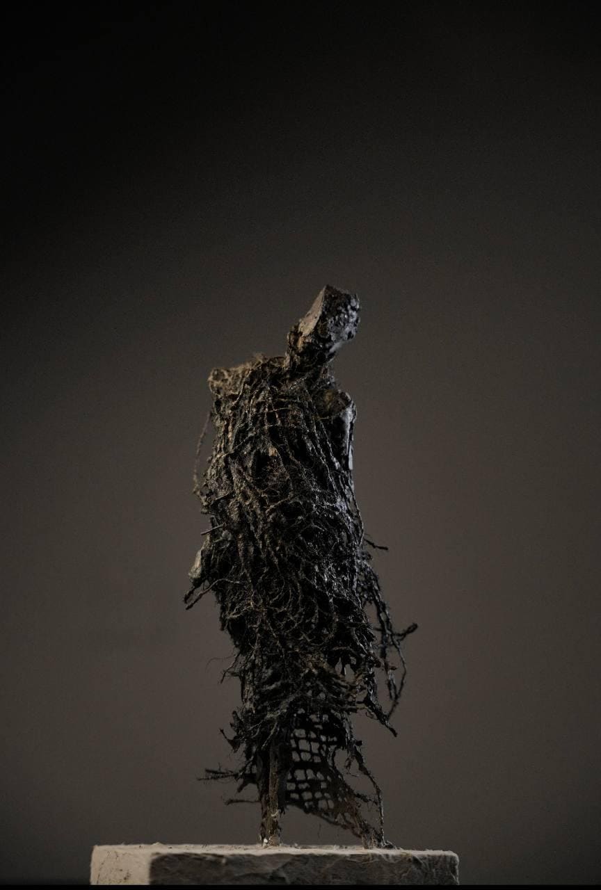 Dark Abstract Sculpture , Gothic Mixed Media Figurine , Handmade Art Statue by RaazzCrafts , Modern Shadow Decor