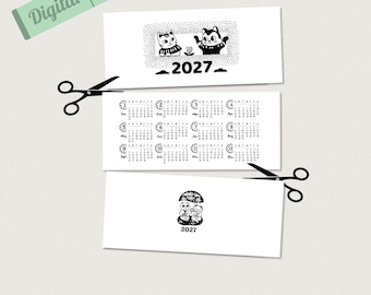 2027 Cat Calendar: Japanese Woodblock Art Printable (Digital Download)