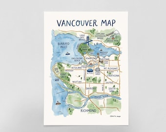 Vancouver Street Map Art Print – Modern City Poster, Canada Travel Wall Decor