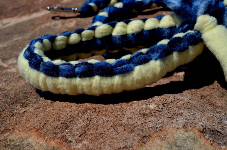 Braided Fleece Dog Leash, Blue and Yellow Dog Sport Leash Etsy