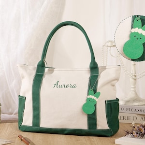 Embroidered Canvas Tote Bag, Boat Tote Bag, Bridesmaid Gift Bag, Custom Tote Bag With Name, Custom Text Tote, Bachelorette|Personalized Gift