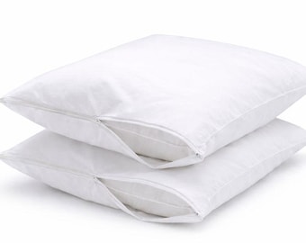 Protectores de almohada 100% algodón con cremallera, funda de almohada de percal transpirable, fundas de almohada refrescantes sin acolchado.