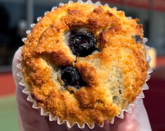 Keto Paleo Blueberry Muffins | diabetic-friendly, grain-free, dairy-free