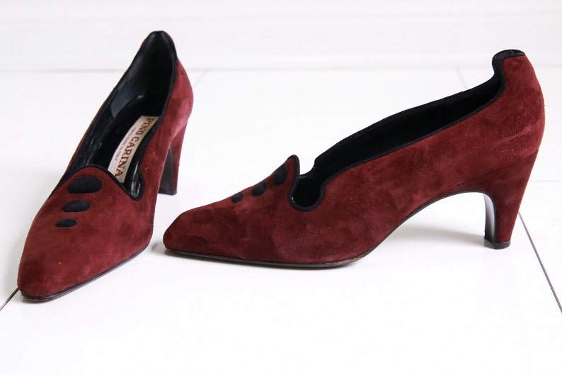 Pino Carina Burgundy Suede Deco Syle Pump sz 6.5 7 - Etsy