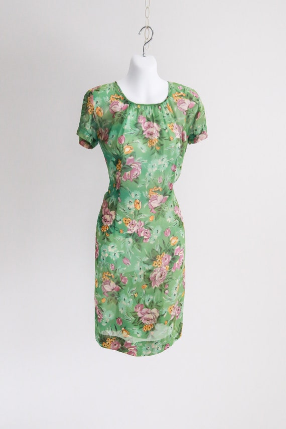Sheer Rayon Floral Dress - Sz xS