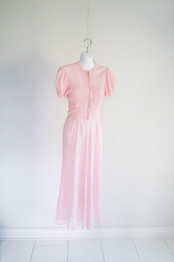 1930s Pink, Spaghetti Strap, Party Dress with Jac… - image 2