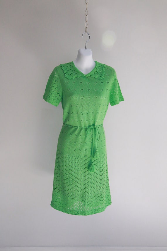 1970s Pointelle, Fully Lined Dress - Sz S - M