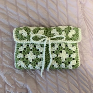 Handmade Crochet Granny Square Book Cover: Adjustable Book Sleeve