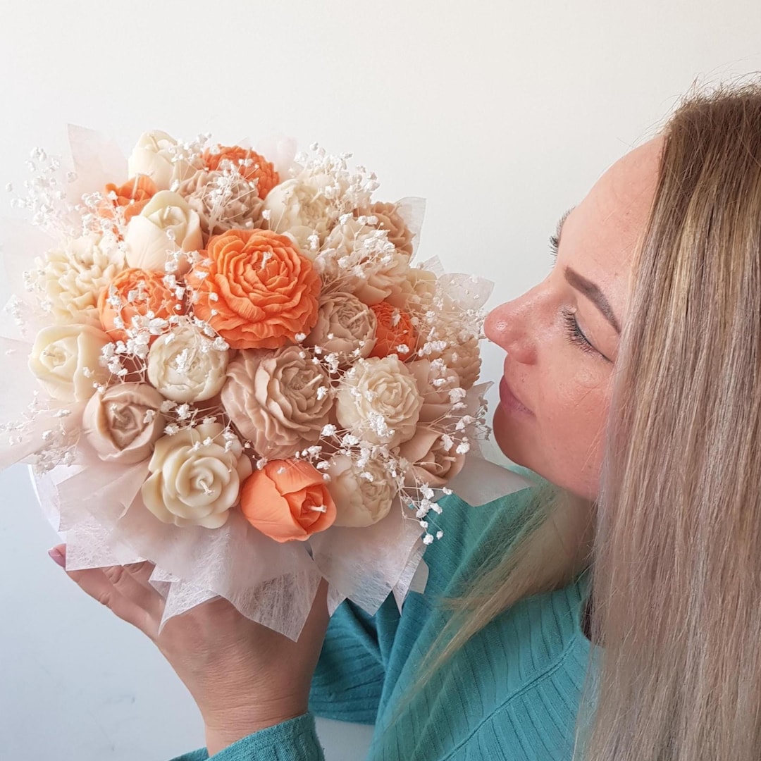 Handmade Soy Candle Flower Bouquet - Scented Gift in Gift Box - Etsy UK