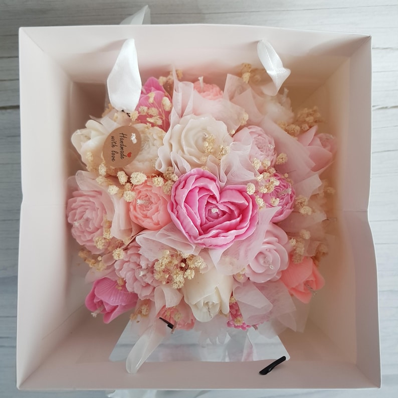 Handmade Soy Candle Flower Bouquet - Scented Gift in Gift Box - Etsy UK