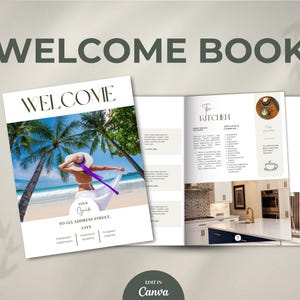 Airbnb Welcome Book Template, Vacation Rental Template, Home Hosting Guide Template, welcome book template, Canva Airbnb editable manual