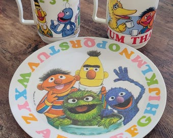 1970s Sesame Street Mug and Plate Set