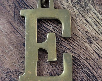 Vintage Solid Brass &quot;E&quot; Keychain/Pendant