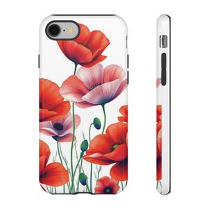 Poppy Tough Case - Elegante custodia per telefono, custodia protettiva floreale, accessori con design floreale, custodia personalizzata per telefono cellulare, stampa floreale unica