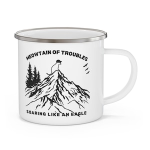 Enamel Camping Mug with Nature Design, Outdoor Adventure Gift, Funny Camping Coffee Cup, Hiking Gear, Unique Travel Mug