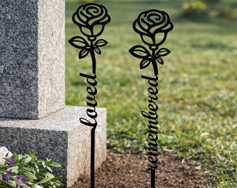 Custom Steel Forever Rose Memorial Grave Marker: Metal Flower Outdoor Decor, Floral Cemetery Plaque, Remembrance Gift