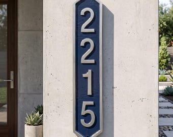 Custom Cast Aluminum Piedmont Column Address Sign: Vertical Wall Plaque Decor, Weatherproof Powder Coat