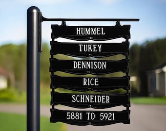 Custom Cast Aluminum Stacked Signs: Double Sided Hanging Address Plaque; Up To 6 Signs