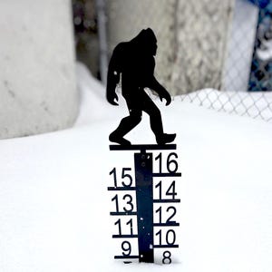 Steel Snow Gauge with Custom Ornaments - 2 Sizes: Metal Winter Snow Ruler, Rust-Resistant, Made In Michigan