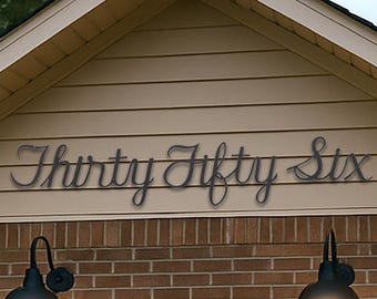 Steel Colonial Script House Numbers - 2 Sizes: Mid-Century Modern Cursive Home Address Decor