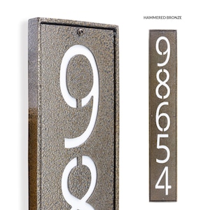 Custom Backlit LED Column Address Sign: Metal Vertical Illuminated House Plaque, Acrylic Lit Address Decor