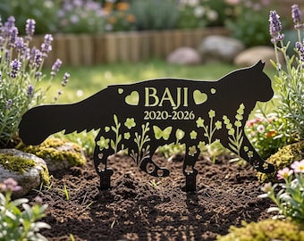 Custom Steel Cat Memorial Lawn Decor - Long or Short Hair: Metal Feline Outdoor Plaque, Pet Owner Remembrance Gift