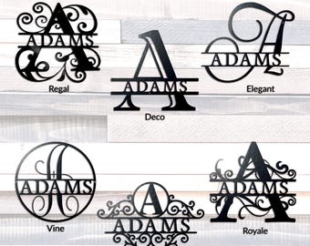 Custom Steel Split Letter Monogram Signs - 6 Font Styles: Personalized Metal Family Name Wall Decor, Decorative Font Plaques