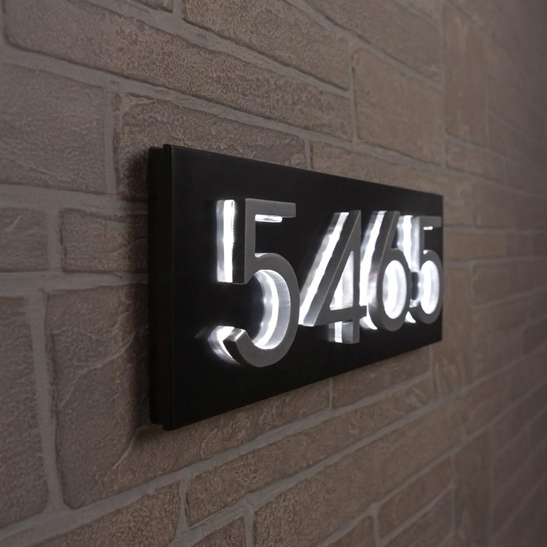 Personalized Horizontal Backlit Floating Plaque: 1-5 Digits Modern LED ...