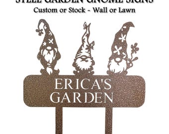 Custom & Stock Steel 16" Garden Gnome Signs: Outdoor Welcome Wall Decor, Garden Elves Yard Display