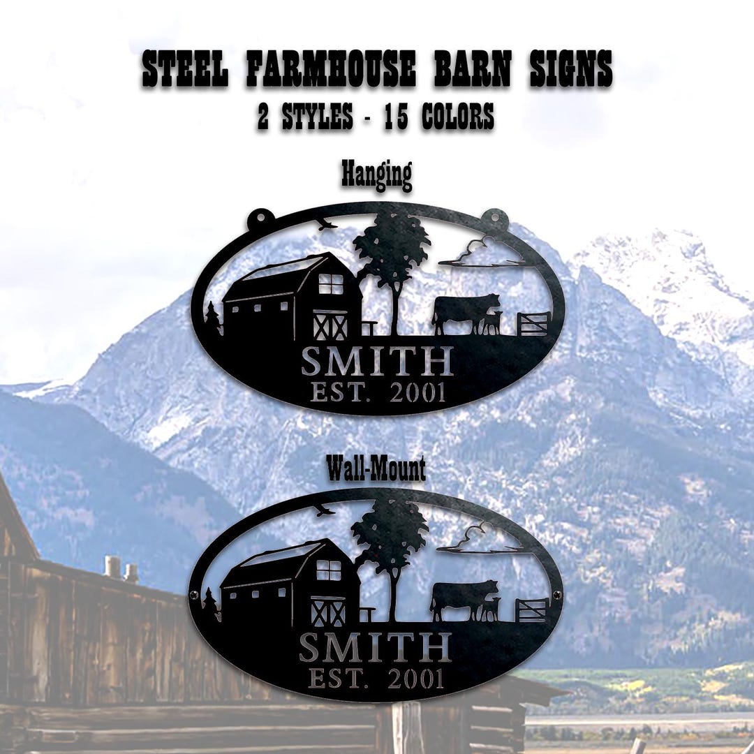 Custom Steel Farmhouse Family Signs - Hanging or Wall Mount ...