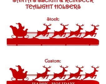 Custom Steel Santa's Sleigh Tealight Holders - 2 Sizes: Personalized & Stock Freestanding Christmas Decor, Santa Sleigh Mantle Silhouettes