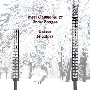 Steel Classic Snow Gauge - 2 Sizes: Metal Winter Snow Ruler, Rust-Resistant, Made In Michigan