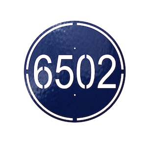 Steel Personalized Circle Lawn & Wall Address Sign Plaque, Round One-Line House Address Sign, Custom Metal Two-Plate Address Signage