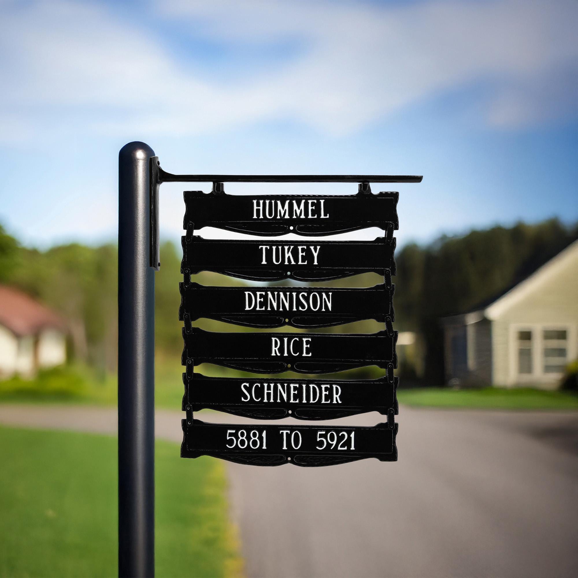 Custom Cast Aluminum Stacked Signs: Double Sided Hanging Address Plaque ...