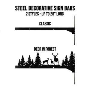 Decorative Steel Hanging Sign Bar - Up To 26" Long: Metal Address Sign Holder, Business Plaque Hanger