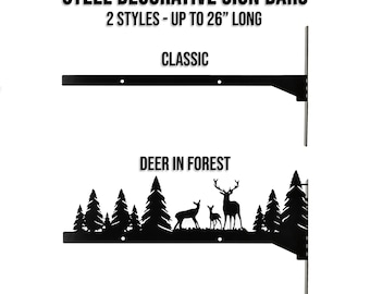 Decorative Steel Hanging Sign Bar - Up To 26" Long: Metal Address Sign Holder, Business Plaque Hanger