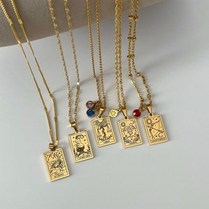 Tarot sterrenbeeld hanger ketting met gravure, cadeau voor moeders, sierlijke dierenriem ketting, sieraden cadeau voor astrologie liefhebbers, cadeau bruidsmeisje