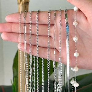 Collana unisex in argento con catena • Collana con catena Figaro a spina di pesce • Regalo di Natale • Gioiello impermeabile • Regalo per la migliore amica per lei