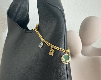 Custom Purse Charm Chain • Personalized Bag Charm for Women • Gold Bag Chain Accessory • Gift for Mom • Handbag Key Holder • Christmas Gift