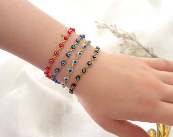 Gold Filled Evil Eye Armband, Zierlicher Schutz Schmuck, Türkisches Nazar Perlen Armband, Geburtstagsgeschenk