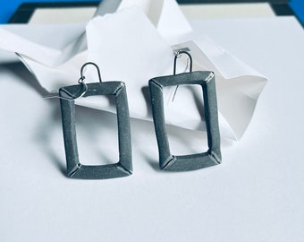 Porcelain Rectangle Frame Earrings