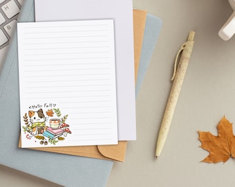 Hello Fall Cat Note Pad, Cozy Cat Lover Notepad, 25 or 50 Pages