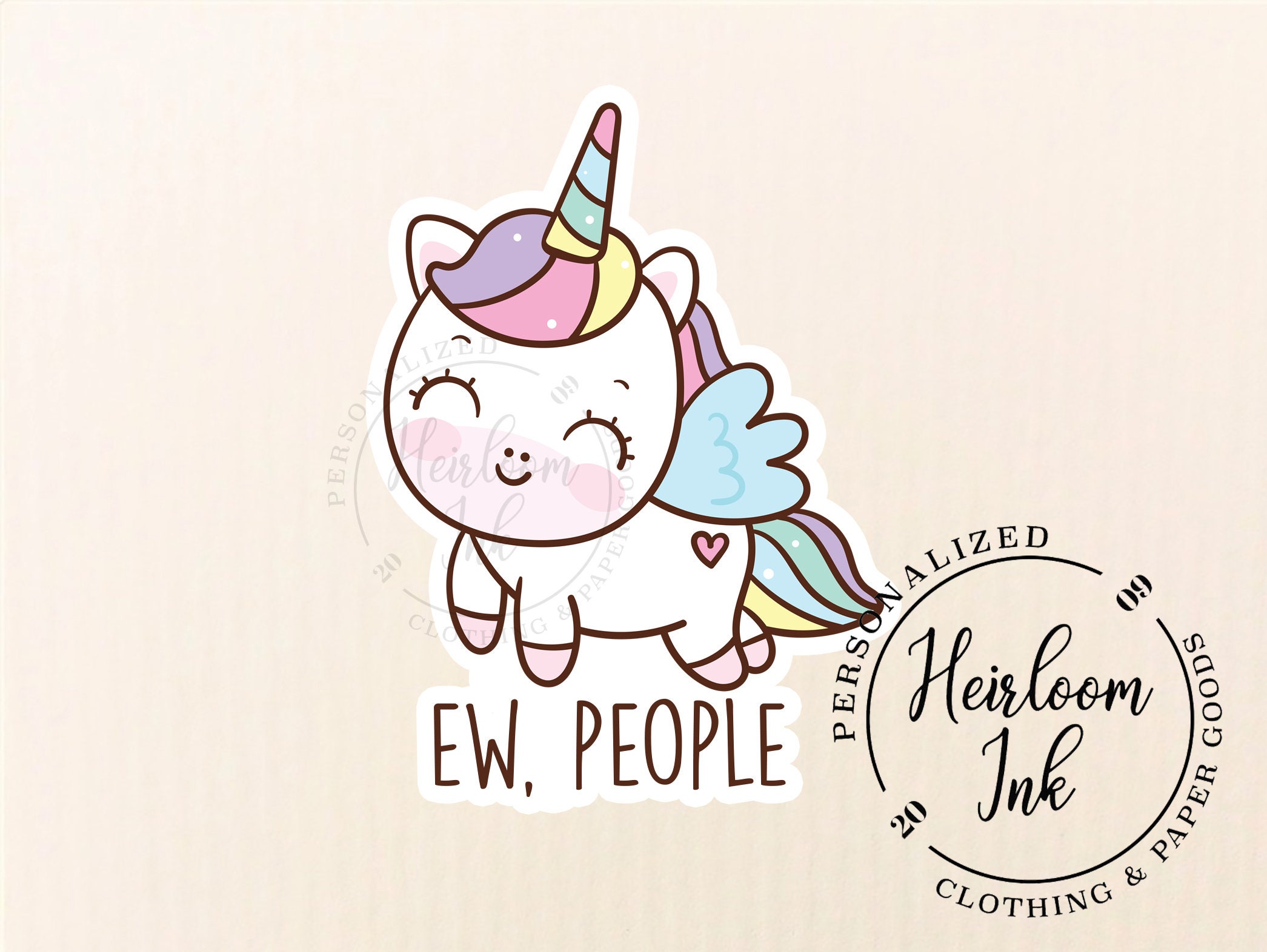 Ew People Vinyl Sticker Funny Unicorn 