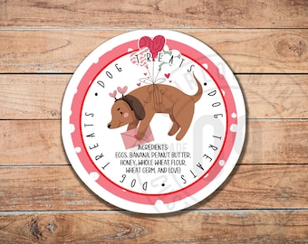 100 CUSTOM Labels | Homemade Valentine Dog Treat Stickers | Pet Bakery Labels | 2" Round